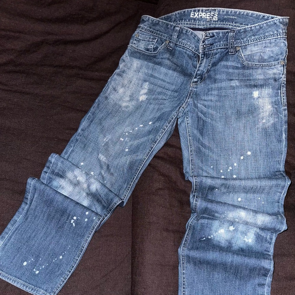 Express Distressed Bleached Boyfriend Jeans
